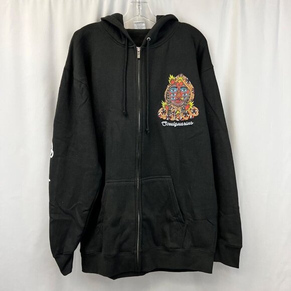 Soulquarius Men’s Full Zip Tour Hoodie Long Sleeve Pockets Black/Multi Size XL - Picture 2 of 9